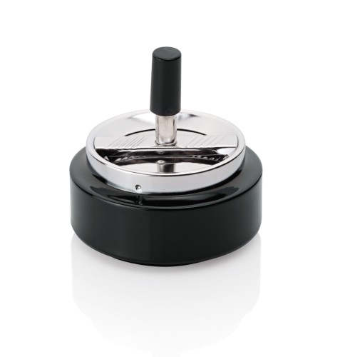 Drehaschenbecher. Edelstahl. Deckel mit Drehmechanismus.