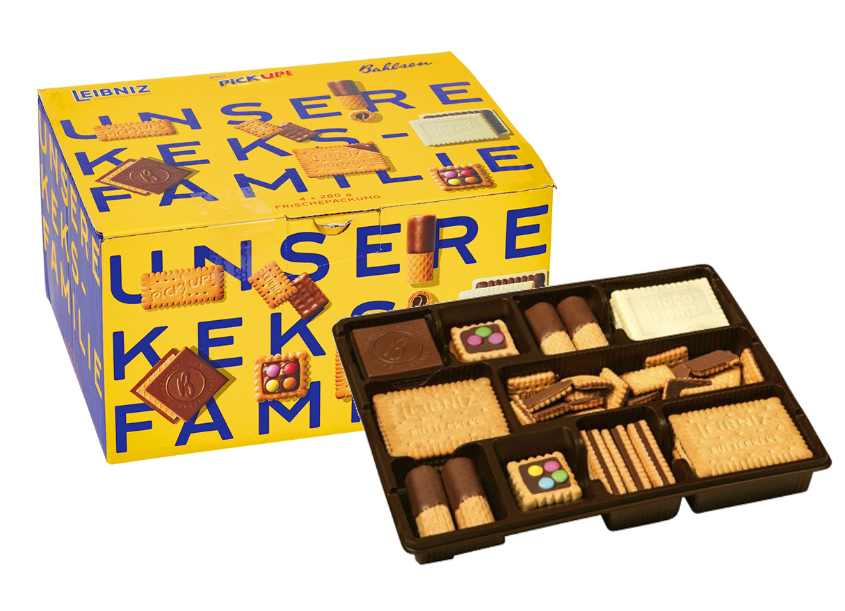 Bahlsen Unsere Keks-Familie, Inhalt: 1.120g, Auswahl aus den leckersten Sorten von Leibniz und Bahlsen, 4 Serviereinheiten à 280 g.