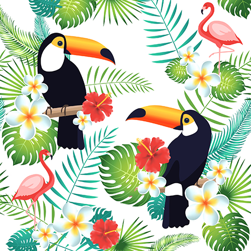 20 Servietten, 3-lagig 1/4-Falz 40 cm x 40 cm "Toucan" von PAPSTAR