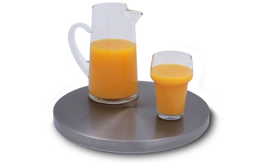 SARO Kühl-Servierplatte Modell STAY COOL rund - Material: (außen) anod. Aluminium, 1 mm, (Innen) EPS mit integr. Kühlakkus - Hält für mind.