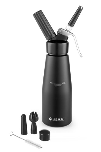 Sahnespender Kitchen Line, 0,5 Liter. schwarz, mit Aluminiumkopf. Matt schwarz