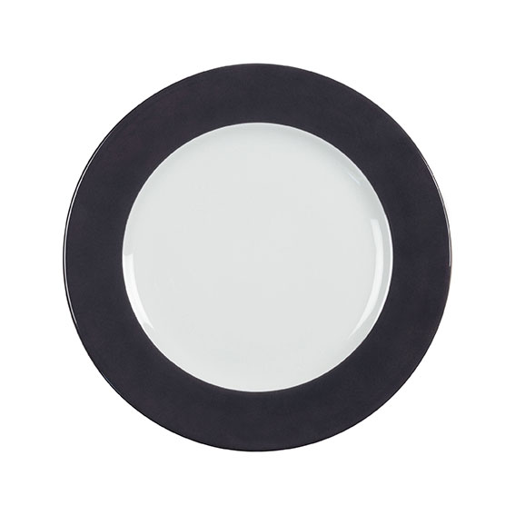 Teller flach 26 cm - Form: Table Selection -, Dekor 79934 anthrazit - aus Porzellan., Hersteller: Eschenbach. "Made in Germany".