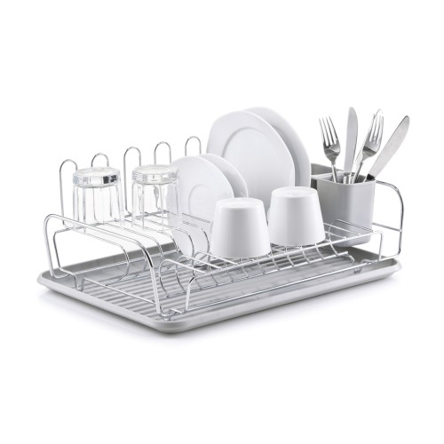 Zeller Geschirrabtropfständer, grau, Kunststoff/Metall verchromt