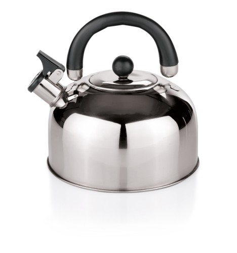 Wasserkessel mit Flöte. Chromnickelstahl. mit Sandwichboden.