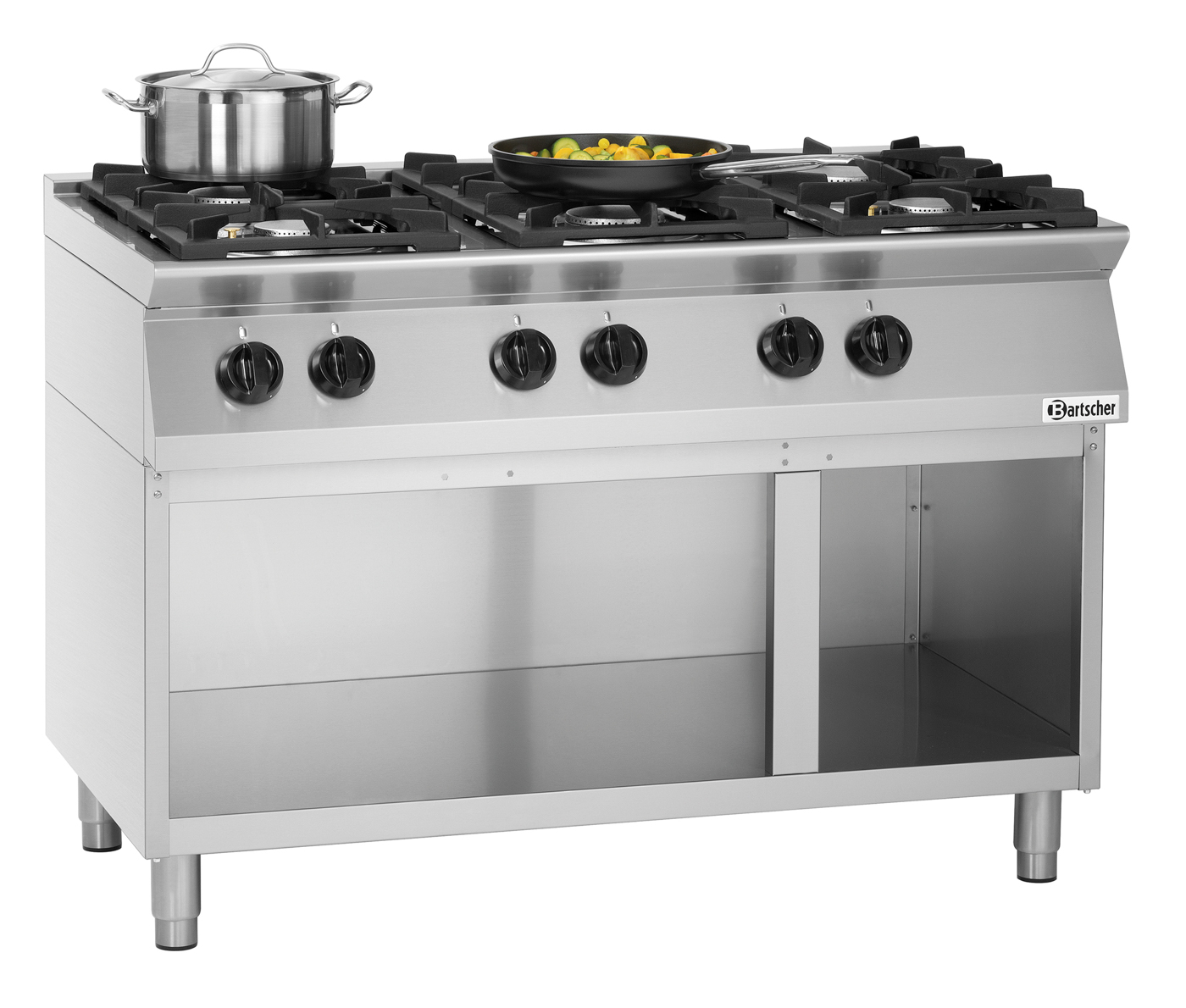 Bartscher Gasherd MFGO 7060 | Gas-Art: Erdgas H(20 mbar) ,Flüssiggasdüsen (50 mbar) undErdgasdüsen L | Maße: 120 x 70 x 91,0 cm.