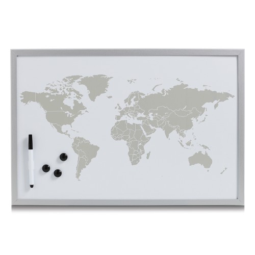 Zeller Magnet-/Schreibtafel World, alugrau 60x40 cm