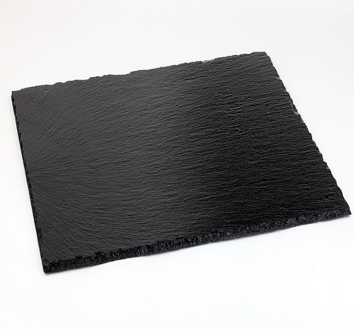 Naturschieferplatten, 4er Set 10 x 10 cm Materialstärke 6-9 mm möbelschonende Füßchen gebrochene Kanten glänzende,