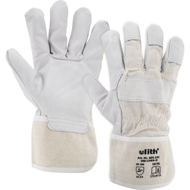 ULITH Arbeitshandschuh 10 II Rindleder natur, II, Werkstoff: Rindleder, Farbe: natur Doppelte Nähte, Zeigefinger ganz