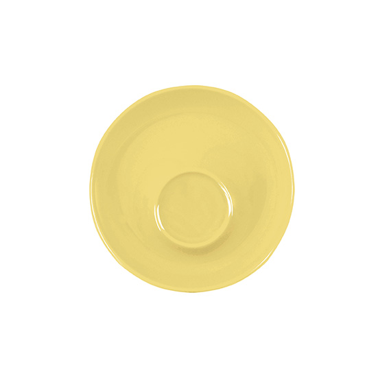 Untertasse 16 cm Spiegel außerzentrisch - Form:, Baristar - Dekor 79923 hellgelb - aus Porzellan., Hersteller: Eschenbach. "Made in Germany".