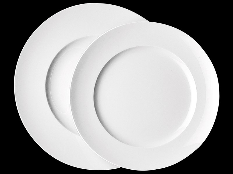 Teller Epoque, Gourmetteller flach mit Fahne weiss, Durchmesser: 23cm