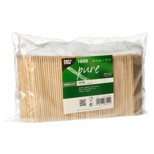1000 Fingerfood - Spieße, Holz "pure" Ø 3 mm · 10 cm von PAPSTAR