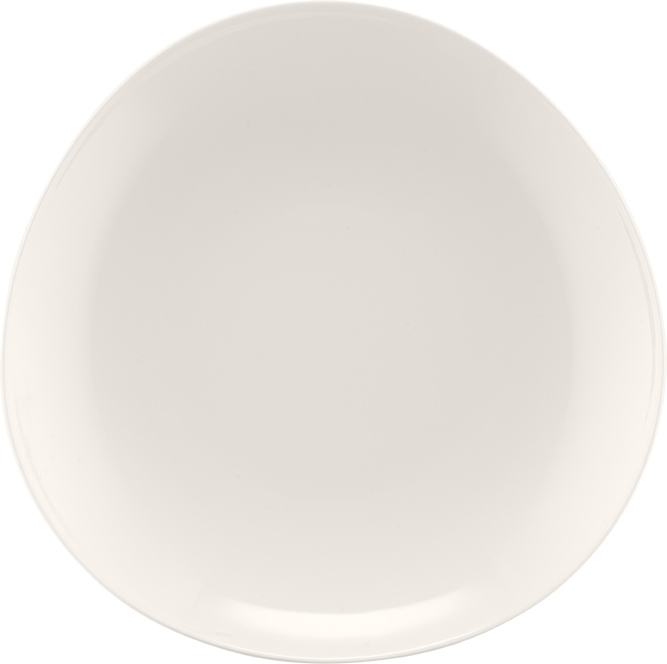 Bauscher Teller aus der Kollektion purity specials, flach, coup, asymmetrisch, 24 cm, aus Porzellan