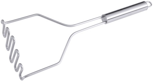 Kartoffelstampfer Serie POLARIS, mit Aufhängeöse, schwere Qualität, ganz aus Edelstahl 18/10, 4 mm Drahtstärke Fläche: 10 cm x 7 cm,