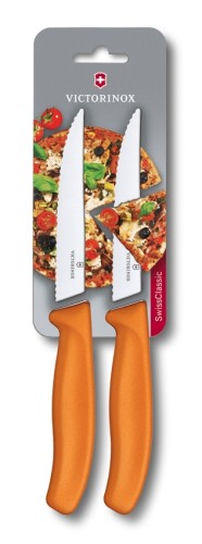 Victorinox Pizzamesser, orange, SwissClassic mit Wellen, 2 auf Blister, 12 cm