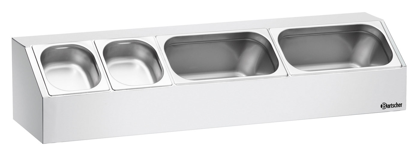 Bartscher Aufsatzbord, 3x1/3GN, T150 |Aufnahmefähigkeit GN: 3 x 1/3 GN | Maße: 98 x 25x 21,0 cm. Gewicht: 4,2 kg