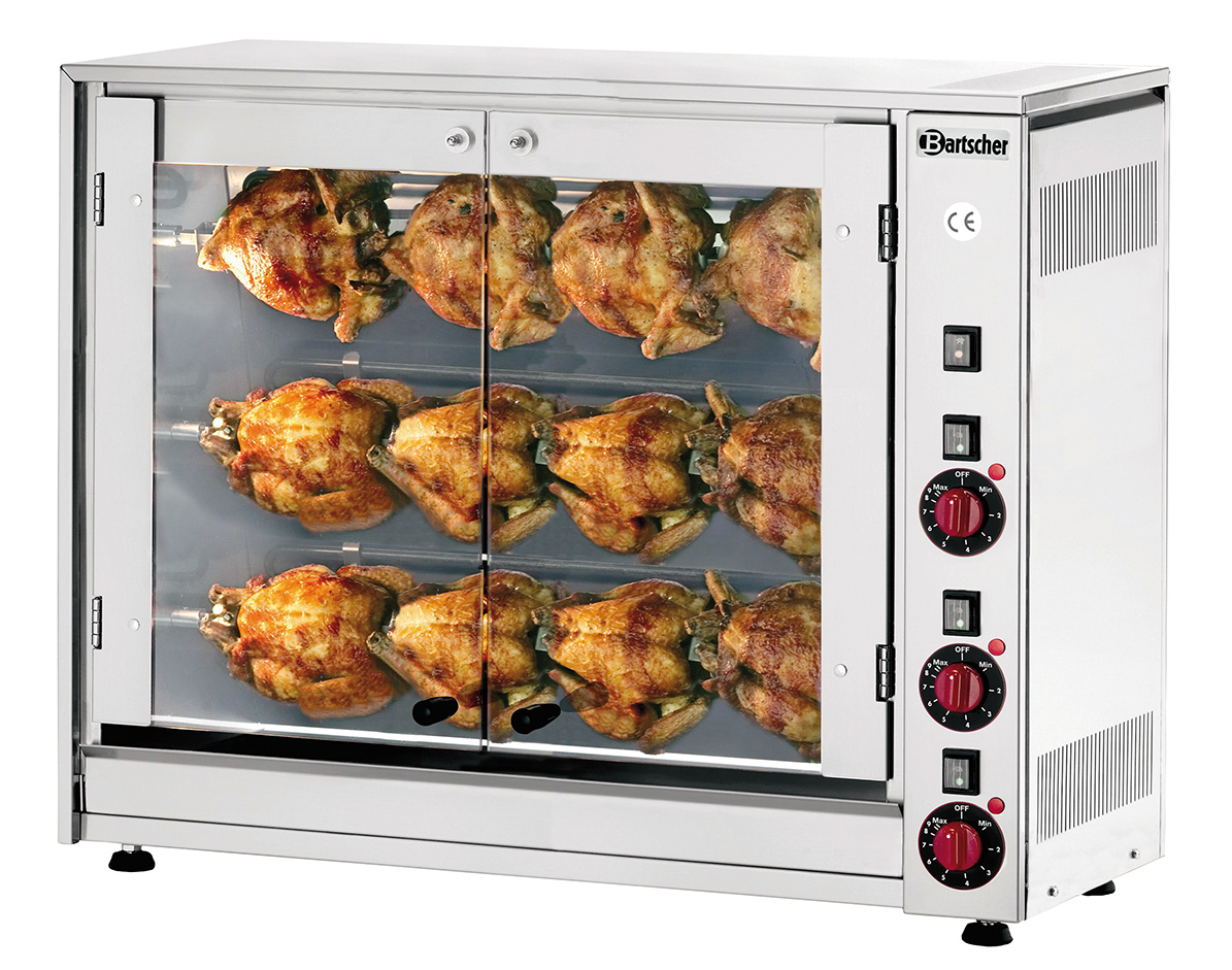 Bartscher Hähnchengrill P12N | Anschlusswert: 5kW | Maße: 88 x 43 x 71,0 cm. Gewicht: 55,6 kg