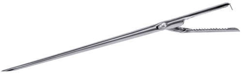 Spicknadel aus Edelstahl 18/0, hochglänzend, mit gezahntem Endstück zur rutschfesten Sicherung des Speckstreifens Länge: