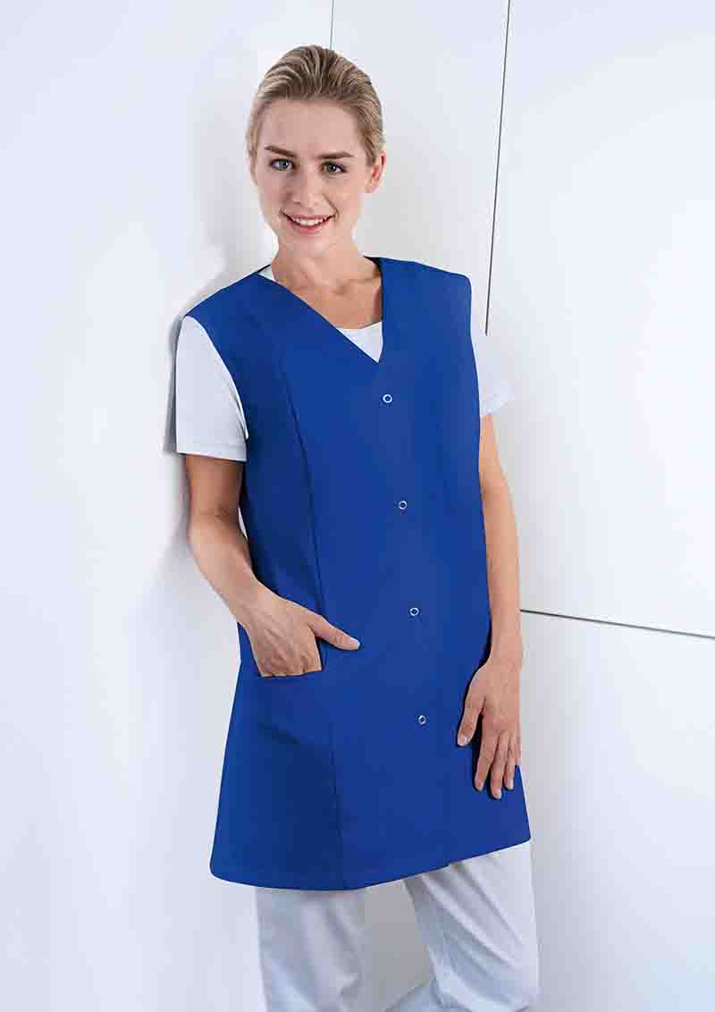 Ärmelloser Damenkasack Essential, aus nachhalt. Material , 65% GRS Cert. Rec. Polyester / 35% Convent. Cotton - Gr. 40 - weiß - von Karlowsky