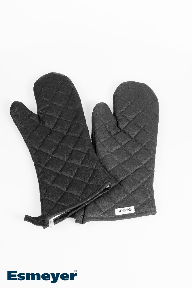 2 Ofenhandschuhe,feuerfest beschichtete Baumwolle, Schutz bis 250°C. Passt ab Damengröße M aufwärts. Extra lang für Unterarm-Schutz: 43 cm.