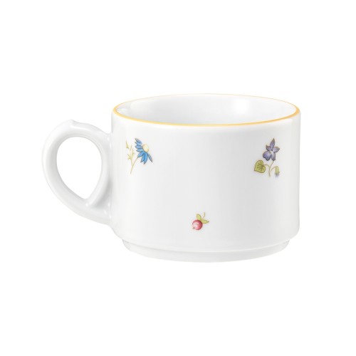 Seltmann Obere zur Kaffeetasse 0,18 l, rund, Form: Community, Dekor: 57387 Streublume gelbe Linie, hohe Kantenschlagfestigkeit, Made in