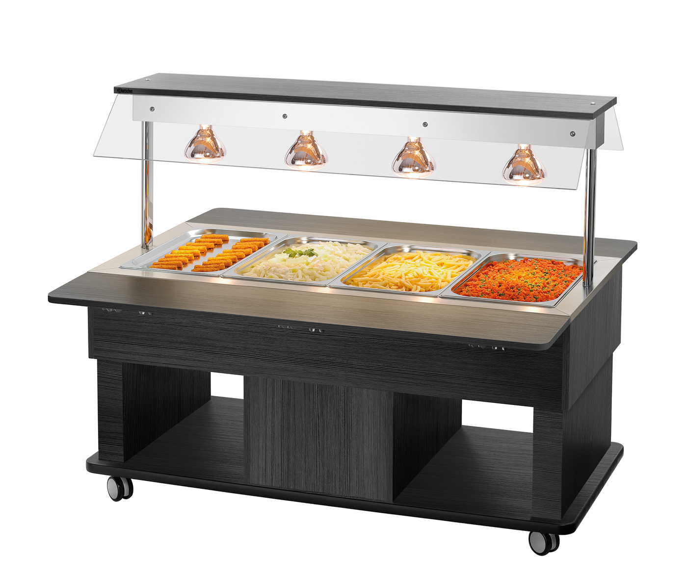 Bartscher Buffetwagen Kids W4110-150A |Temperaturbereich von: 30 °C | Maße: 142,5 x 116x 120,0 cm. Gewicht: 96 kg