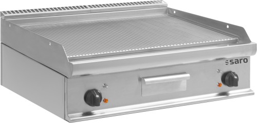 SARO Elektro-Griddleplatte Tisch Modell E7/KTE2BBR Made in Europe ´- Material: Edelstahl - 2 getrennt regelbare Kochzonen - Bratplatte