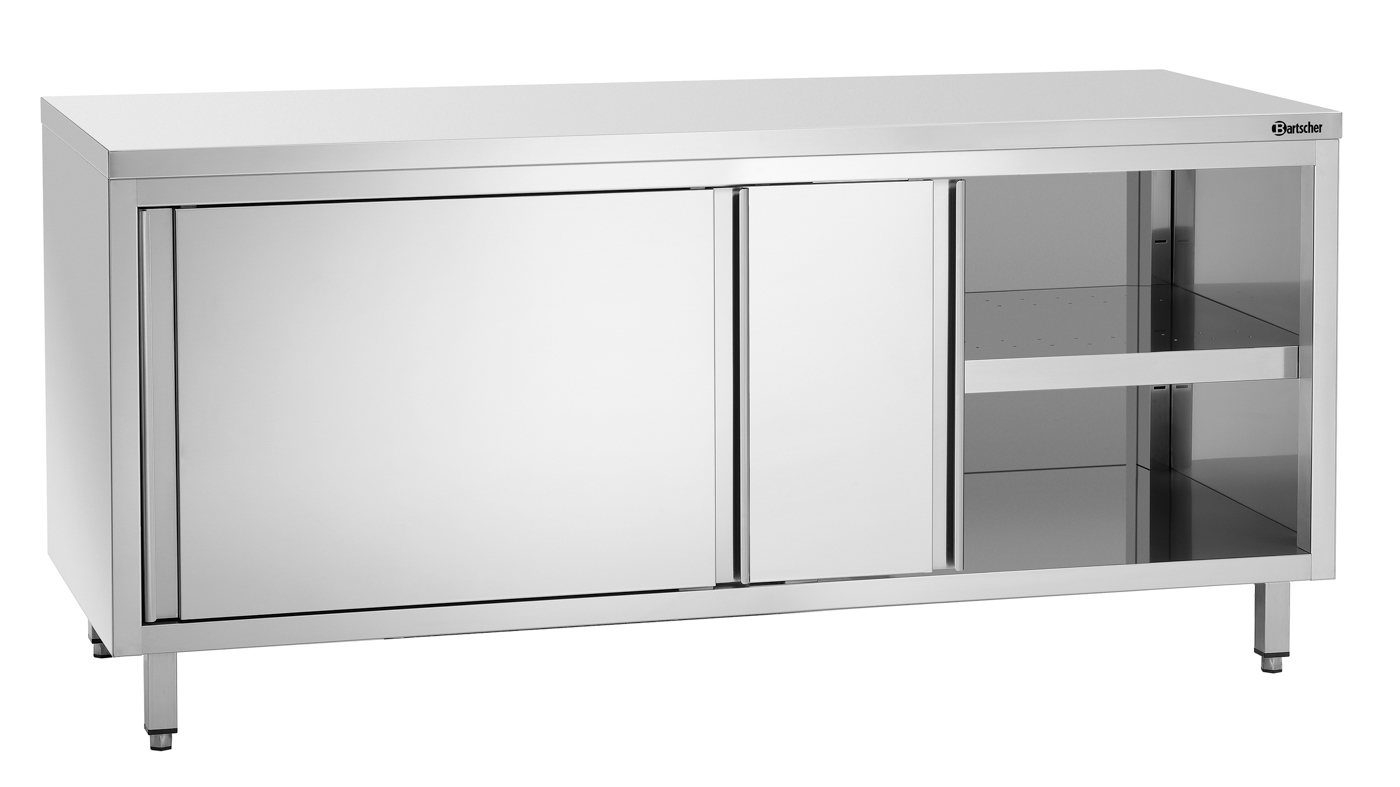 Bartscher Arbeitsschrank 700, B1800 |Eigenschaften: 40 mm abgekantet ,Füße ausVierkantrohr 40 x 40 mm | Maße: 180 x 70 x 850