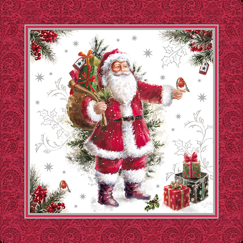 20 Servietten, 3-lagig 1/4-Falz 40 cm x 40 cm "HoHoHo" von PAPSTAR