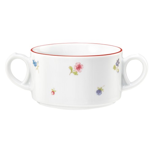Seltmann Obere zur Suppentasse 0,30 l, rund, Form: Community, Dekor: 57388 Streublume rote Linie, hohe Kantenschlagfestigkeit, Made in