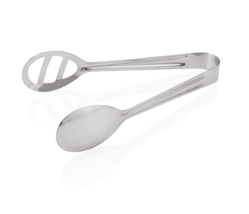 Servierzange. Löffel + perforierte Seite. Chromnickelstahl.