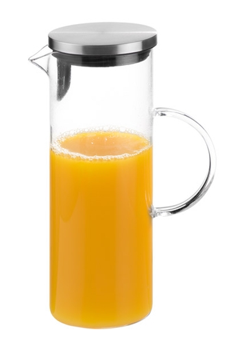 Glas-Karaffe Ø 9,5 cm, H: 27 cm, 1,5 Liter Glas, Edelstahl spülmaschinengeeignet Farbe: Transparent