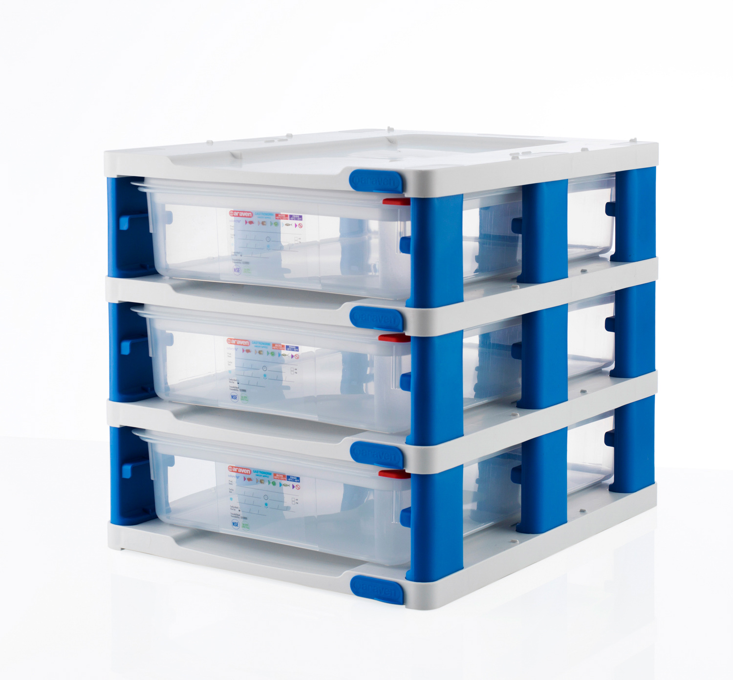 ARAVEN Gastroturm für GN 1/1 Behälter inklusive 3 Containern, 562x372x397mm