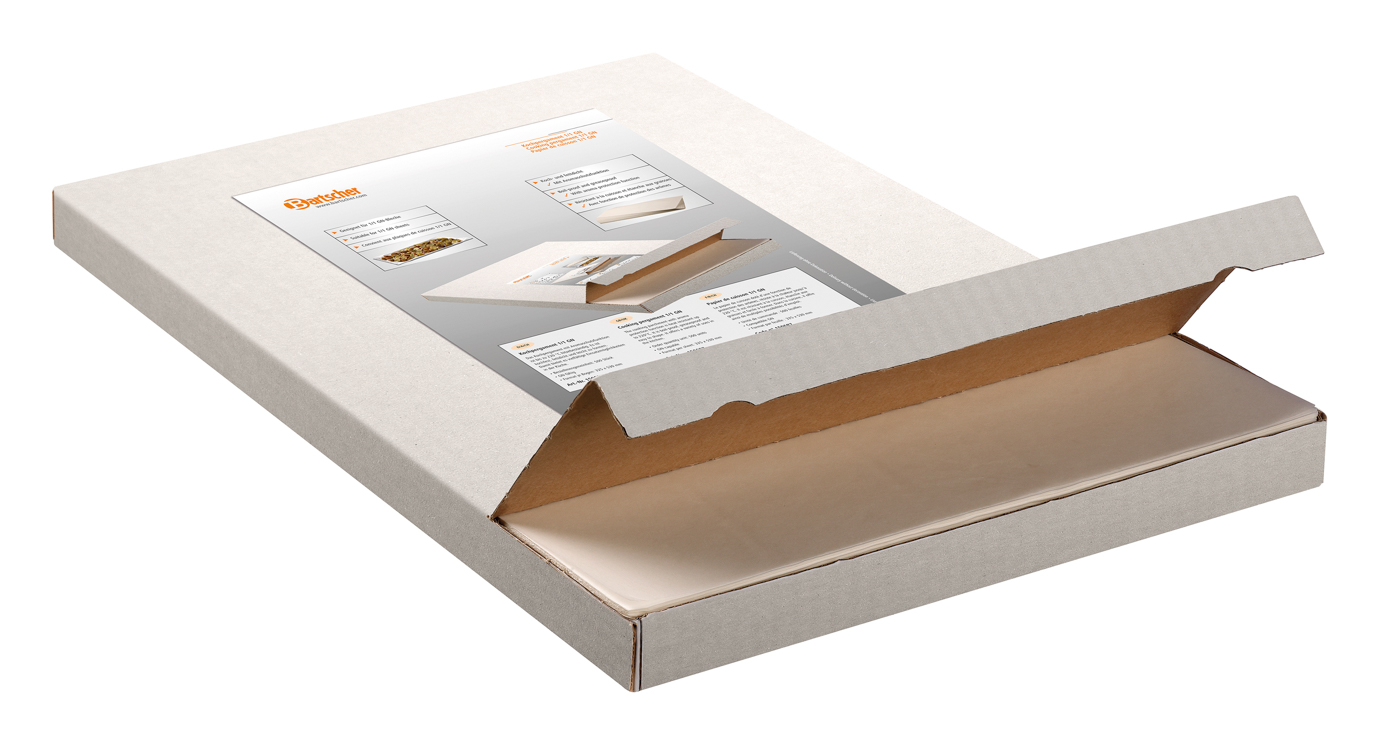 Bartscher Kochpergament 1/1 GN | Hitzebeständigbis: 220 °C | Maße: 53 x 32,5 x 3,5 cm. Gewicht:3,6 kg