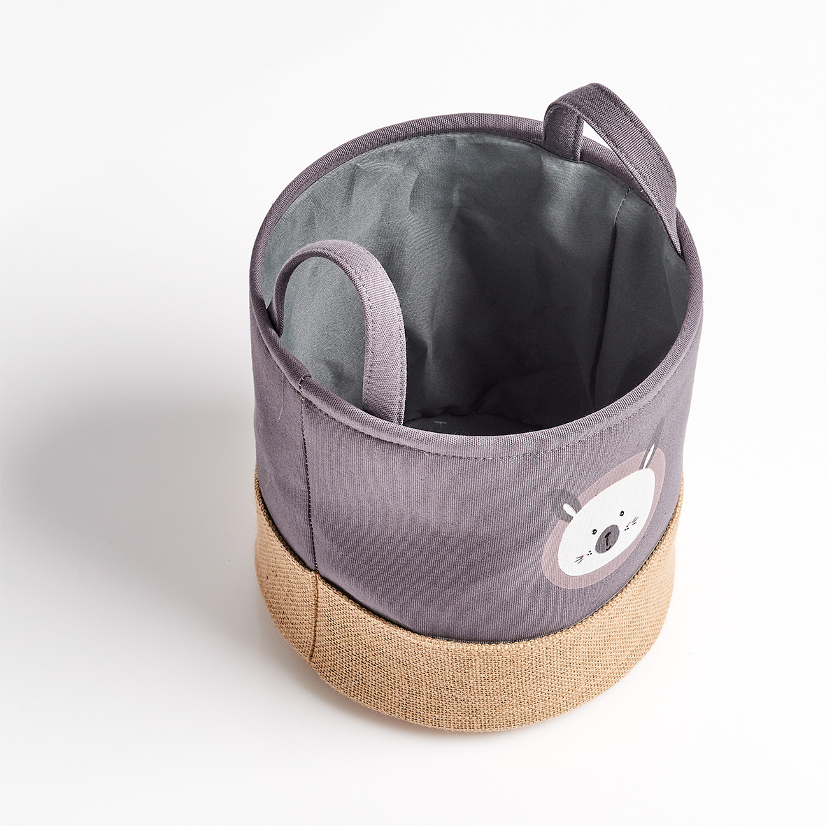 Aufbewahrungskorb, Polyester; Jute; EVA, Ø25x25 cm. Farbe: grau. Für kleine und große Aufräumer! Der süße Aufbewahrungskorb für das Kinderzimmer
