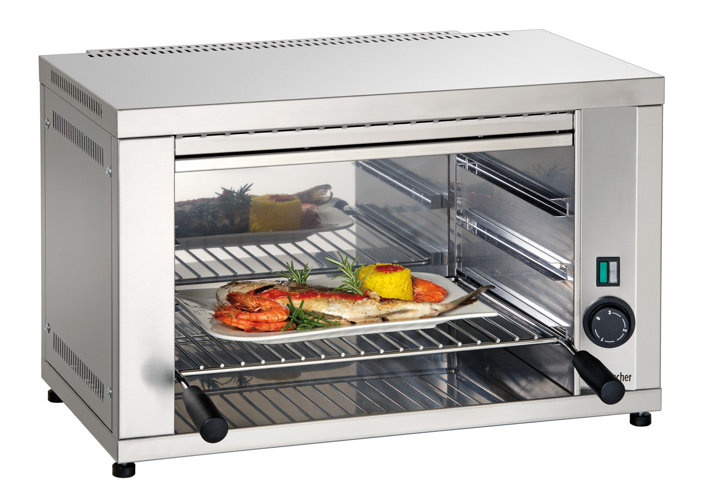 Bartscher Salamander 400-1Z |Fettauffangbehälter: Ja | Maße: 59,7 x 36,8 x 36,5cm. Gewicht: 13,8 kg