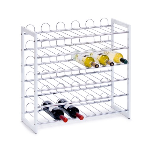 Zeller Weinregal, stapelbar, weiß, Metall verchromt