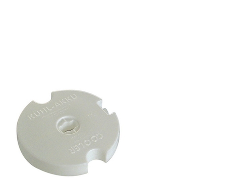 Ersatzkühlakku, gefüllt mit Kühlflüssigkeit. Durchmesser: 15 cm, Höhe: 2,5 cm.