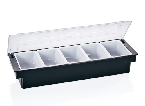 Zutatenbehälter. 5 Einsätze á 0,55 ltr. Behälter aus ABS Kunststoff, Deckel aus