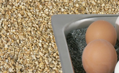 Wärmesand für Chafing Dishes, deutscher Granitsplitt mit feiner Körnung, hohe Wärmekapazität, kein Ankleben wie bei Thermosalz,