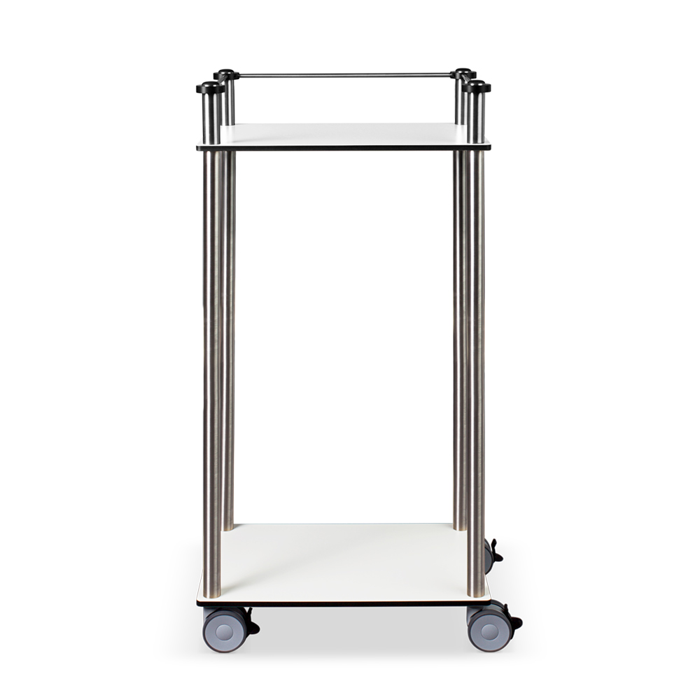 ETHERNASOLID® MULTICART Etagenwagen W12 mit 2 Böden und Reling 3-seitig, weiß