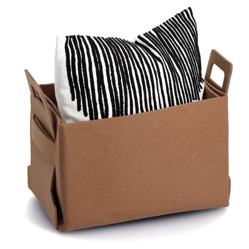 Aufbewahrungskorb, Filz, cognac. Länge: 360 mm. Breite: 222 mm. Höhe: 250 mm