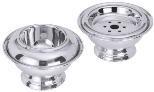 Kaviarkühler dreiteilig, aus Edelstahl 18/10, hochglänzend, schwere Qualität, mit zusätzlichem Einsatz (in rechter Abbildung) auch