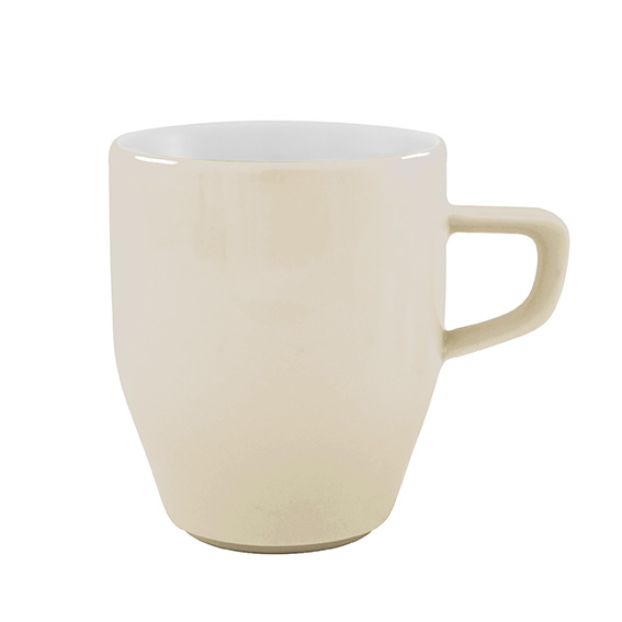 Becher mit Henkel 0,30 l - Form: Baristar - Dekor, 68567 creme - aus Porzellan. Hersteller:, Eschenbach. "Made in Germany".