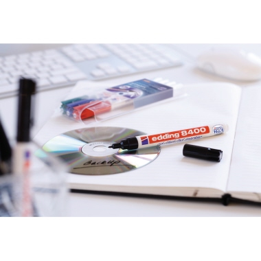 edding Disc Marker 8400 0,5-1mm rot, blau, grün, schwarz Rundspitze 4 St./Pack., Produktverwendung: CD, DVD, Blu-ray,