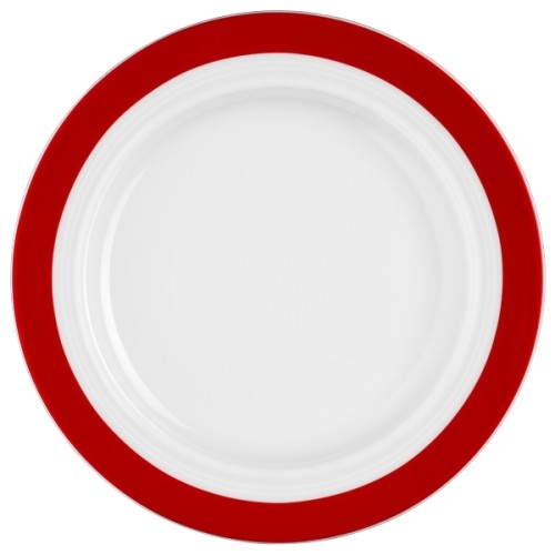 Seltmann Teller flach 25,5 cm, Form: Vitalis, Dekor: 34929 dunkelrotes Band