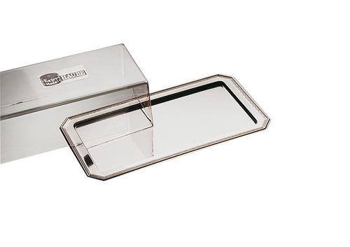 Tablett mit Haube -ELEGANCE- 35 x 19 cm 18/0 Edelstahl Haube aus Polystyrol stapelbar