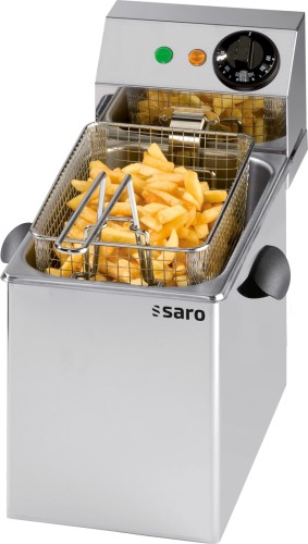SARO Fritteuse Modell PROFRI 4 Made in Europe - Material: Edelstahl - Abgerundetes, herausnehmbares Becken mit Kältezone - Stufenlose