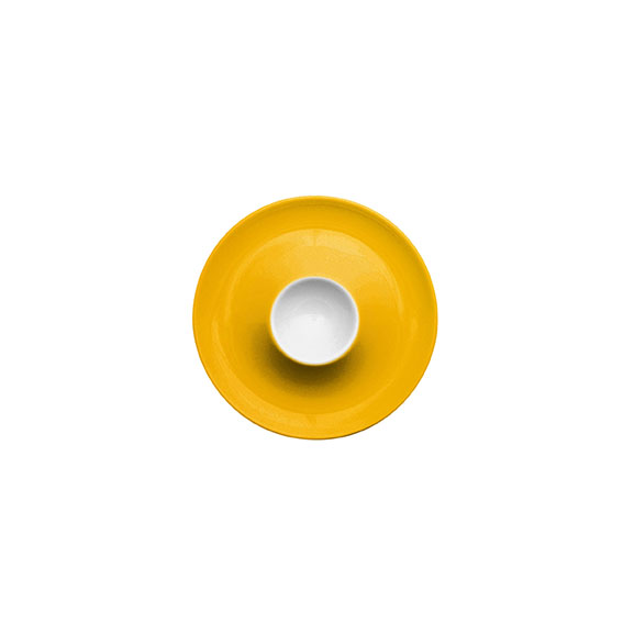 Eierbecher mit Ablage 13 cm - Form: Table, Selection - Dekor 79170 sonnengelb - aus, Porzellan. Hersteller: Eschenbach. "Made in