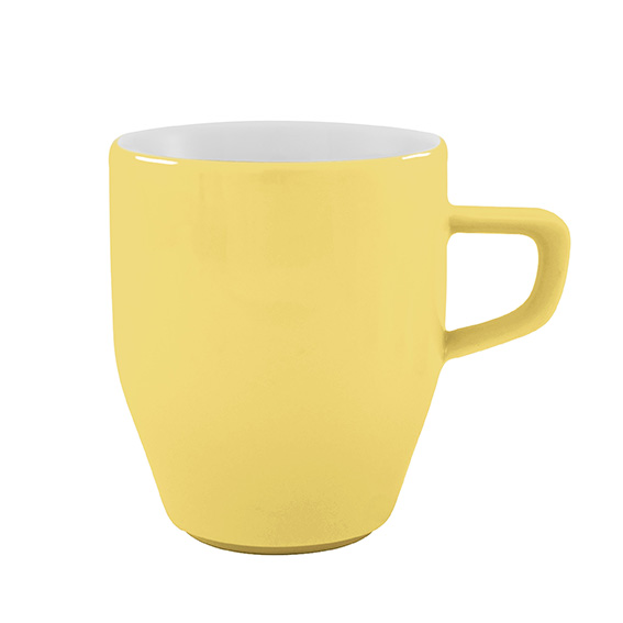 Becher mit Henkel 0,30 l - Form: Baristar - Dekor, 79923 hellgelb - aus Porzellan. Hersteller:, Eschenbach. "Made in Germany".