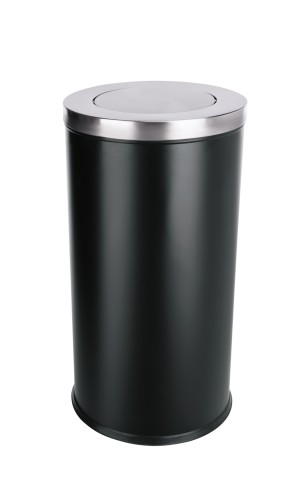 Abfalleimer. pulverbeschichteter Stahl/Deckel aus Chromnickelstahl. mit Schwingdeckel und